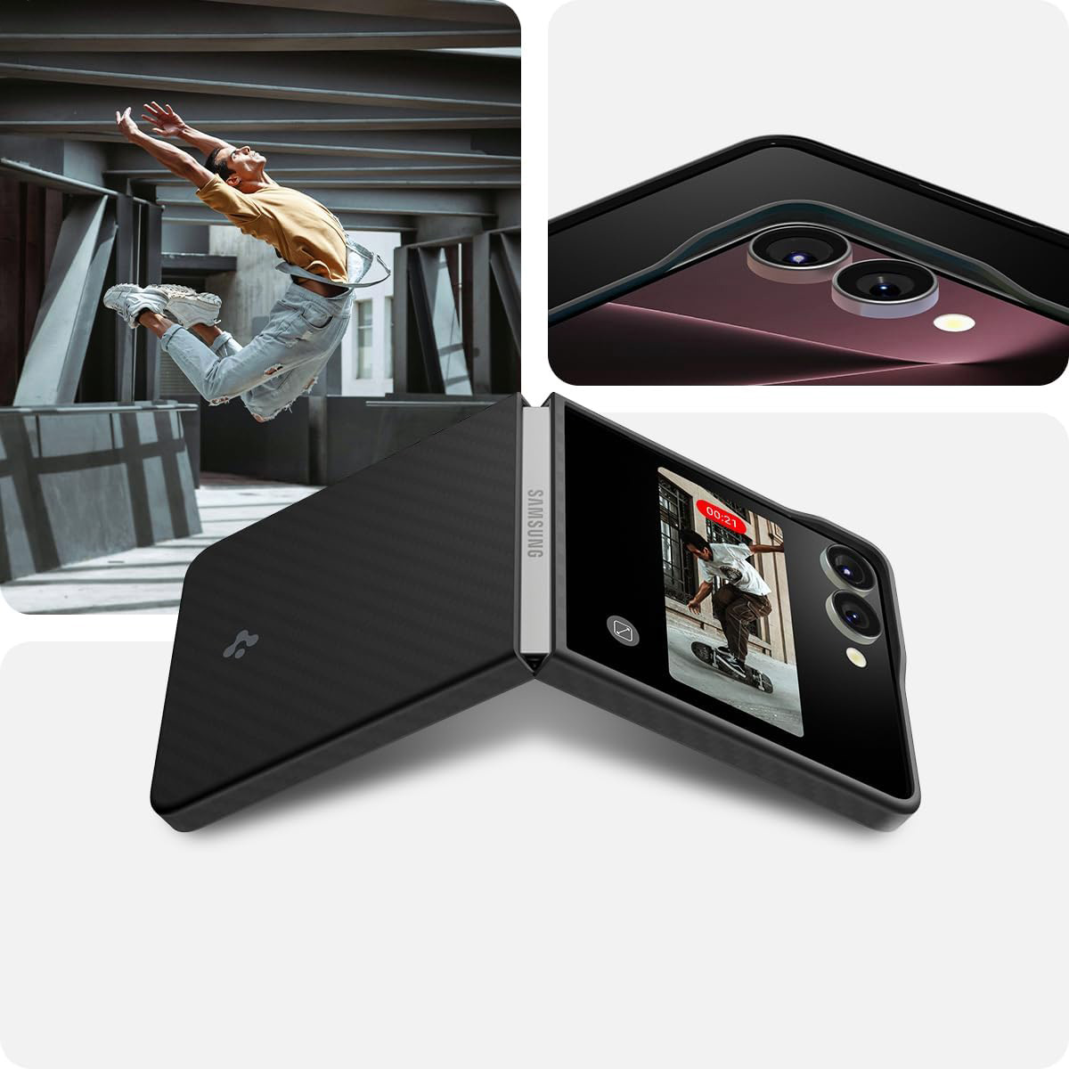 Etui Spigen Air Skin Aramid do Galaxy Z Flip6, czarne